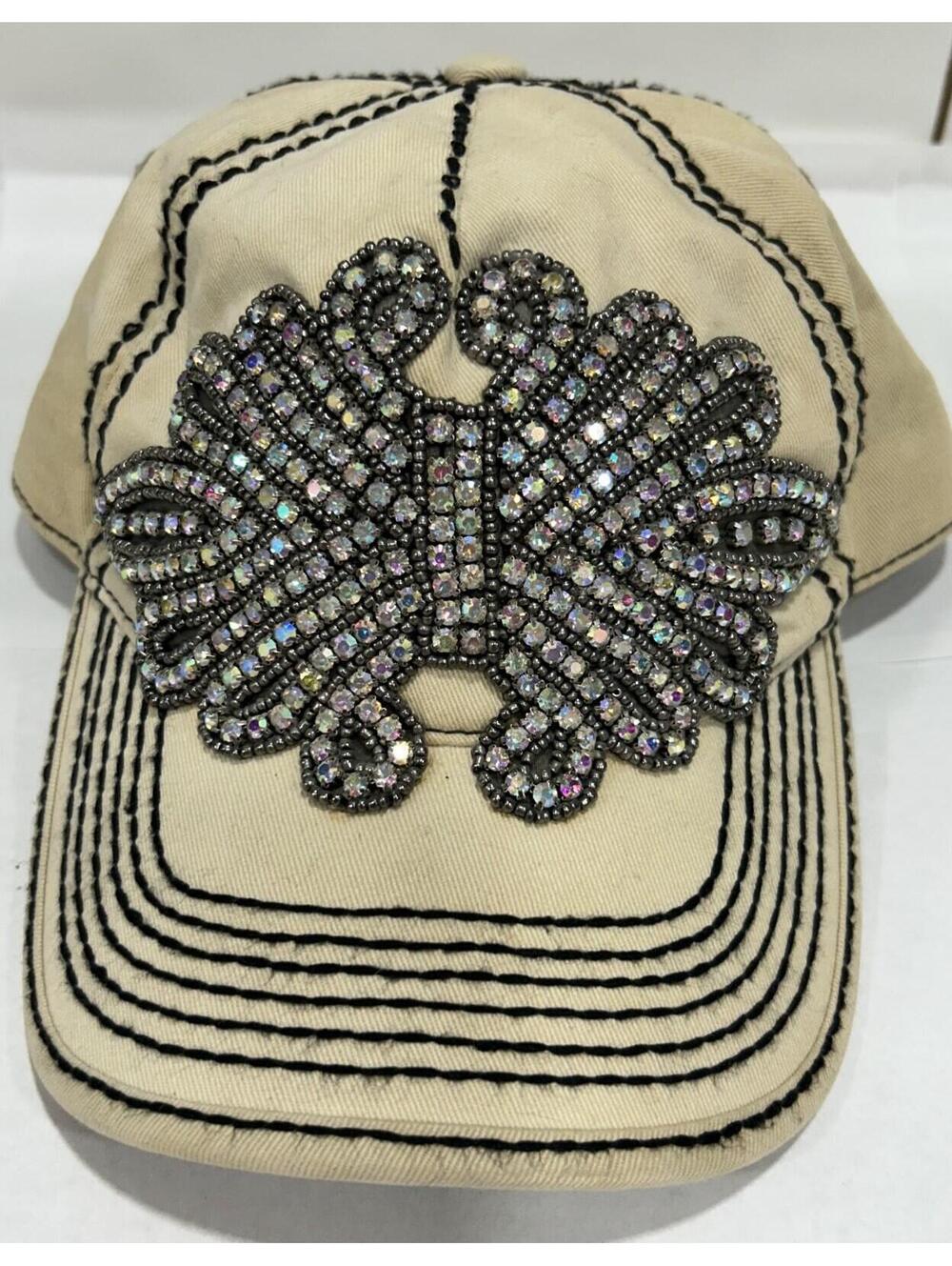 Olive & Pique Woman's Tan Rhinestone Eagle Trucker Hat, snap back, woman's